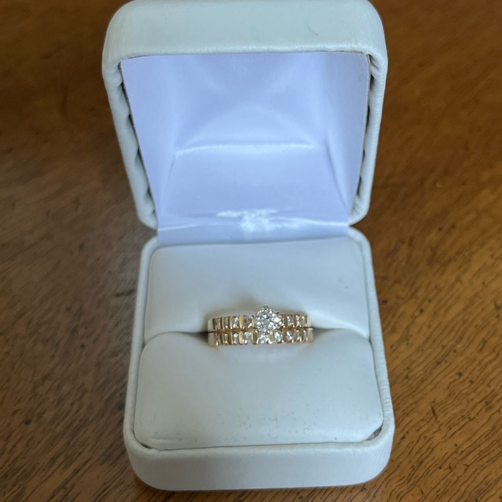 14K Solid Yellow Gold .75 CT Natural Diamond Ring Set Size 6 3/4
